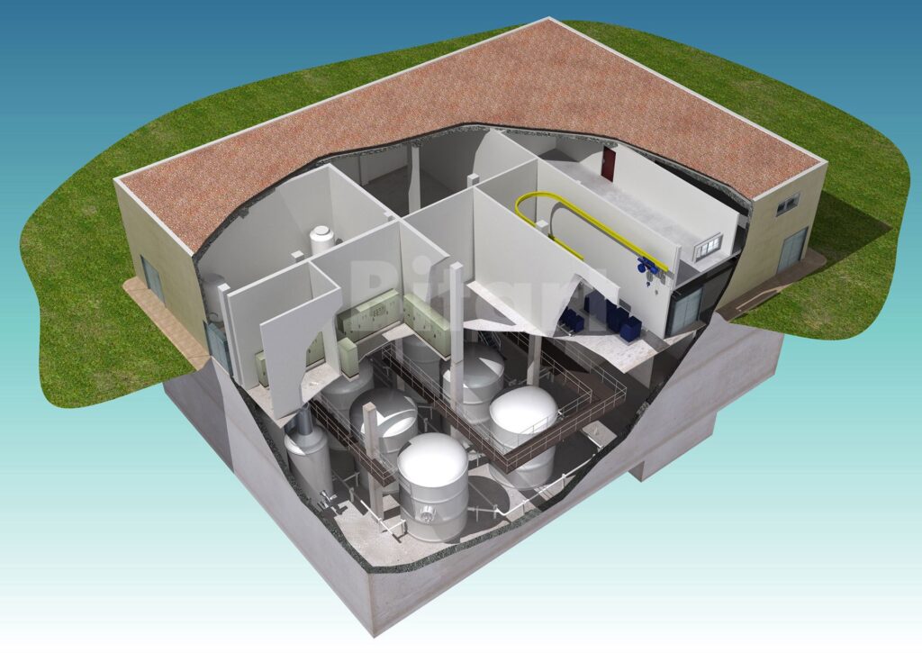 Corte técnico 3D de maquinaria de precisión